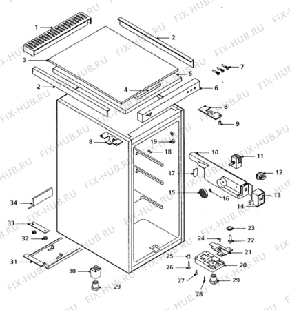 Взрыв-схема холодильника Rosenlew UKP90 - Схема узла Cabinet + armatures